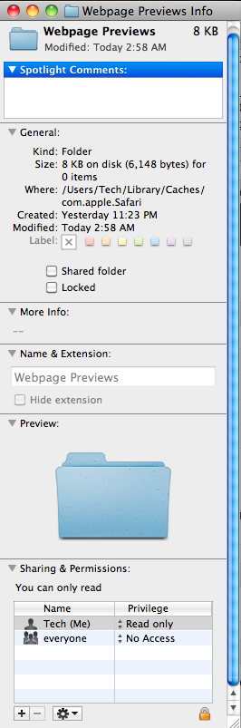 Disable Write For CoverFlow Webpage Preview Folder Disable Write For CoverFlow Webpage Preview Folder