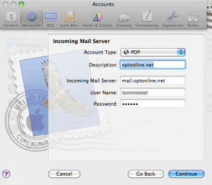 POP screen Incoming Settings