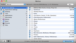 ssiBackup1 Main iBackup Screen